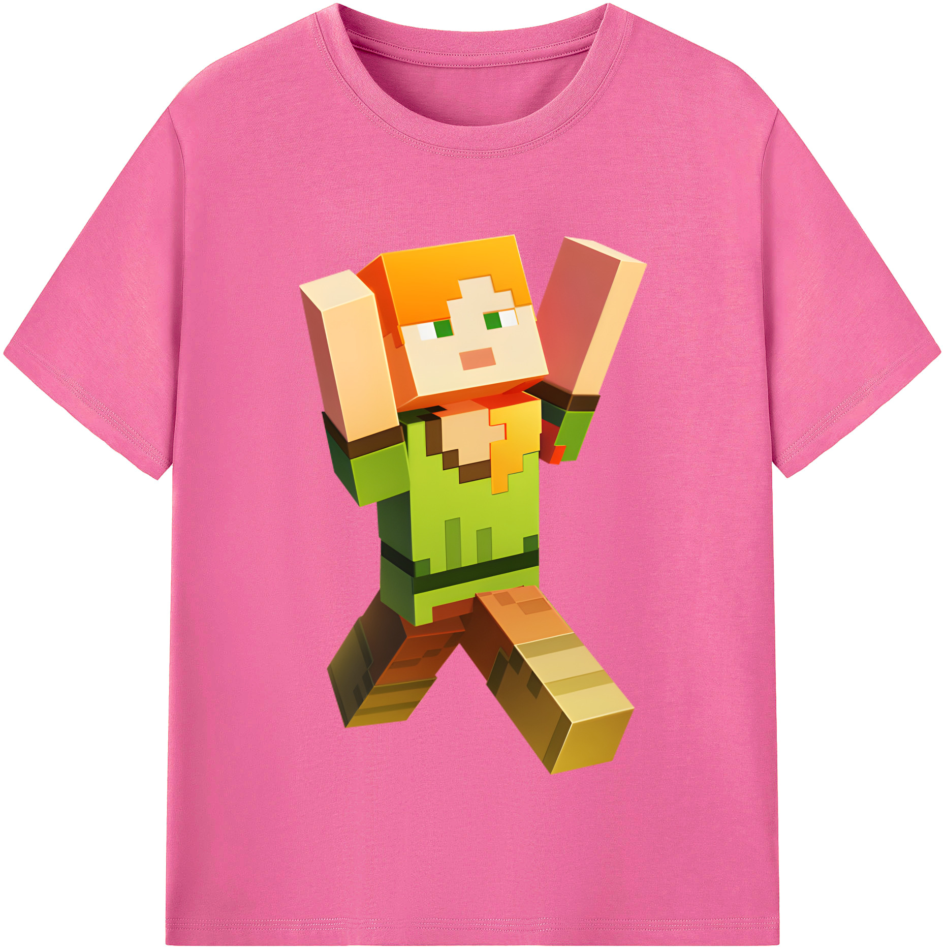 （画像用） マインクラフト ブロックの世界 Minecraft MC Block world レディースカジュアルプリントTシャツ（綿100％）